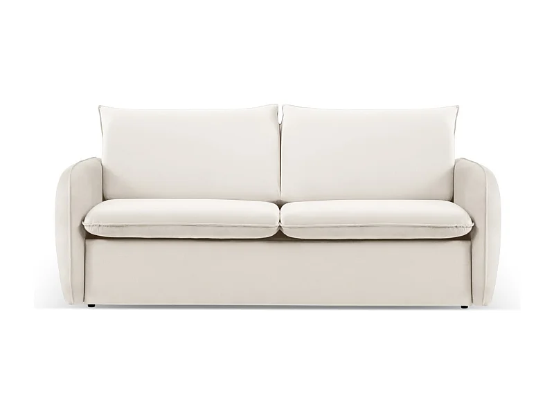 Cosmopolitan Design - Sofa z funkcją spania, "Vienna" 2 miejsca welur, beż jasny - 194x102x92cm