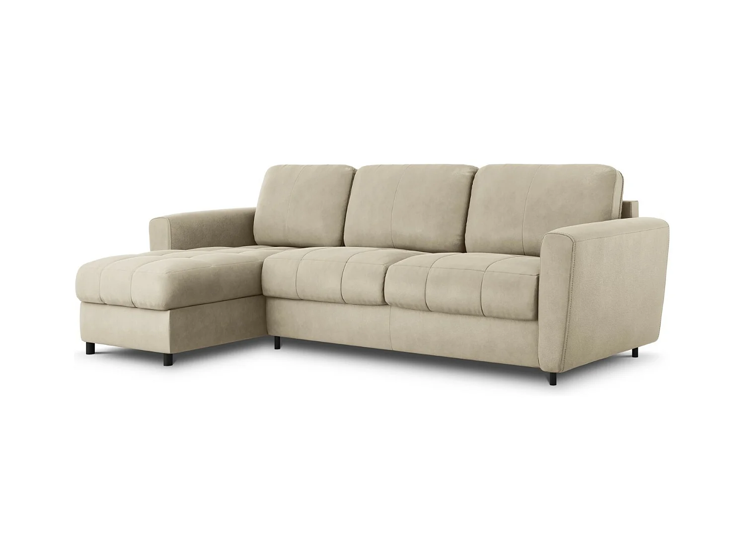 CXL by Christian Lacroix - Canapé d'angle gauche convertible "Audra" 5 places en cuir véritable gris clair - 290x170x88cm