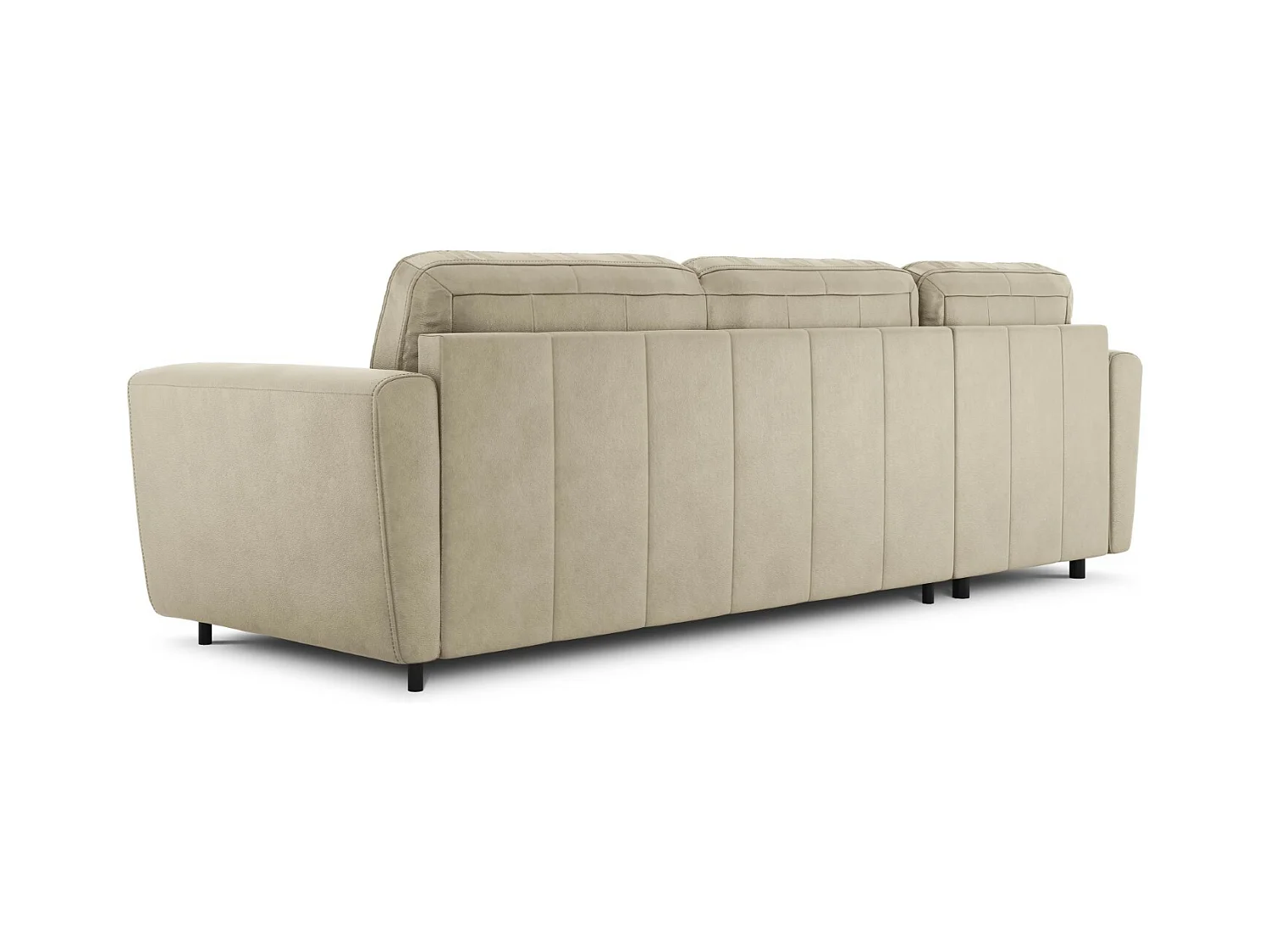 CXL by Christian Lacroix - Canapé d'angle gauche convertible "Audra" 5 places en cuir véritable gris clair - 290x170x88cm