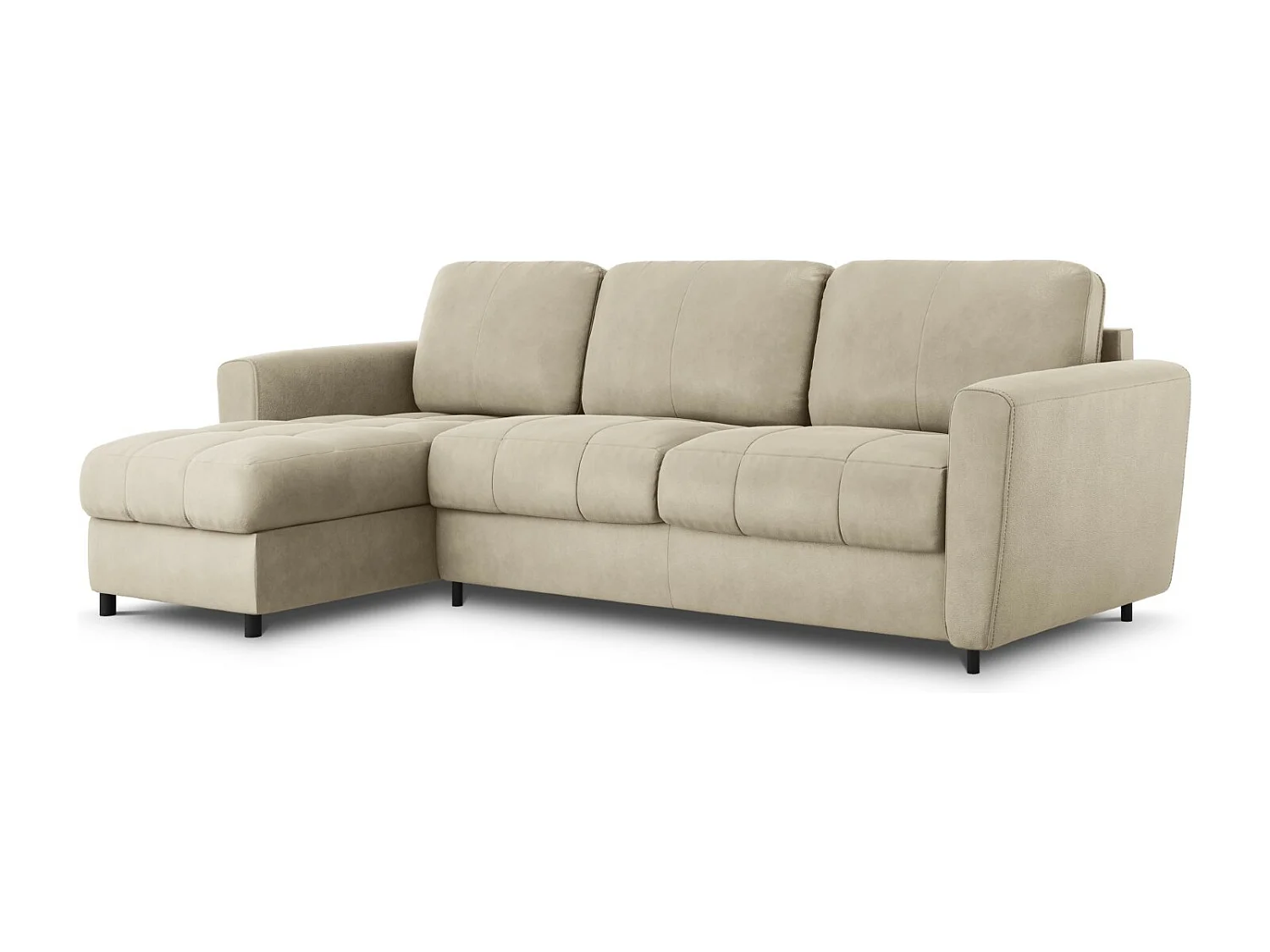 CXL by Christian Lacroix - Canapé d'angle gauche convertible "Audra" 5 places en cuir véritable gris clair - 290x170x88cm