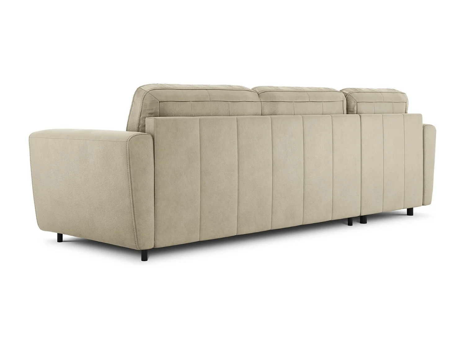 CXL by Christian Lacroix - Canapé d'angle gauche convertible "Audra" 5 places en cuir véritable gris clair - 290x170x88cm