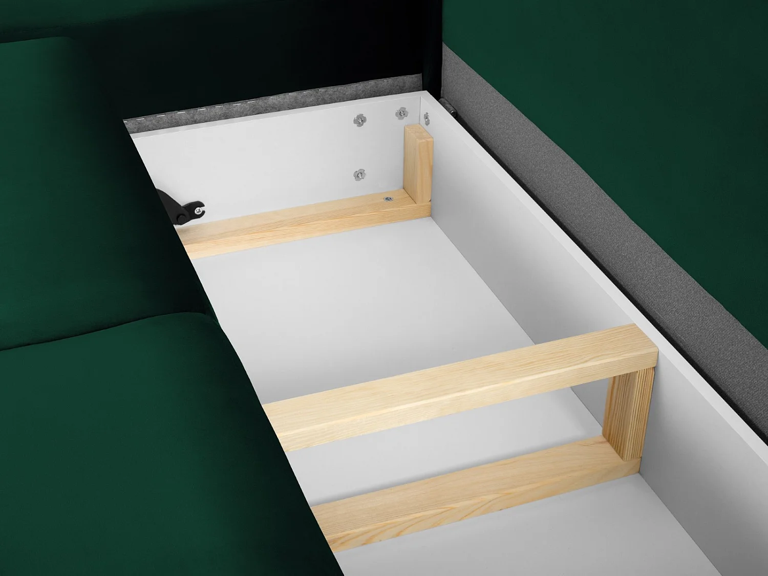 Cosmopolitan Design - Canapé d'angle gauche convertible avec coffre de rangement "Kyoto" 5 places en velours vert bouteille - 243x194x88cm