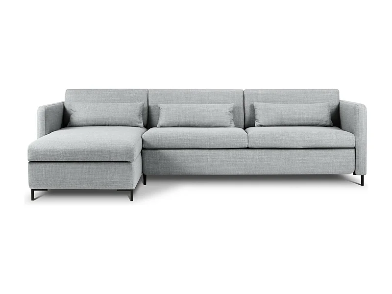 CXL by Christian Lacroix - Divano convertibile angolare sinistro con contenitore "Yanis" 5 posti in tessuto strutturato grigio chiaro - 280x170x80cm