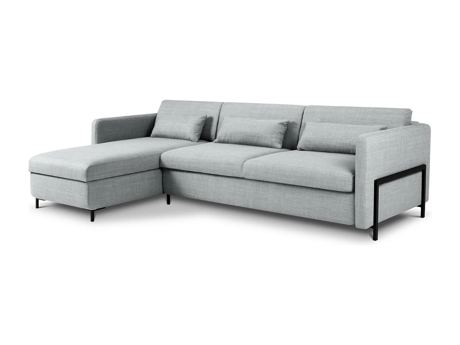 CXL by Christian Lacroix - Divano convertibile angolare sinistro con contenitore "Yanis" 5 posti in tessuto strutturato grigio chiaro - 280x170x80cm