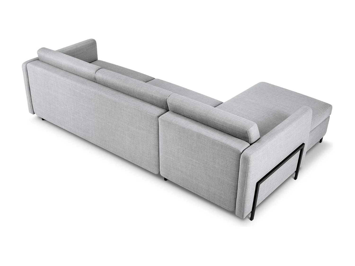 CXL by Christian Lacroix - Divano convertibile angolare sinistro con contenitore "Yanis" 5 posti in tessuto strutturato grigio chiaro - 280x170x80cm