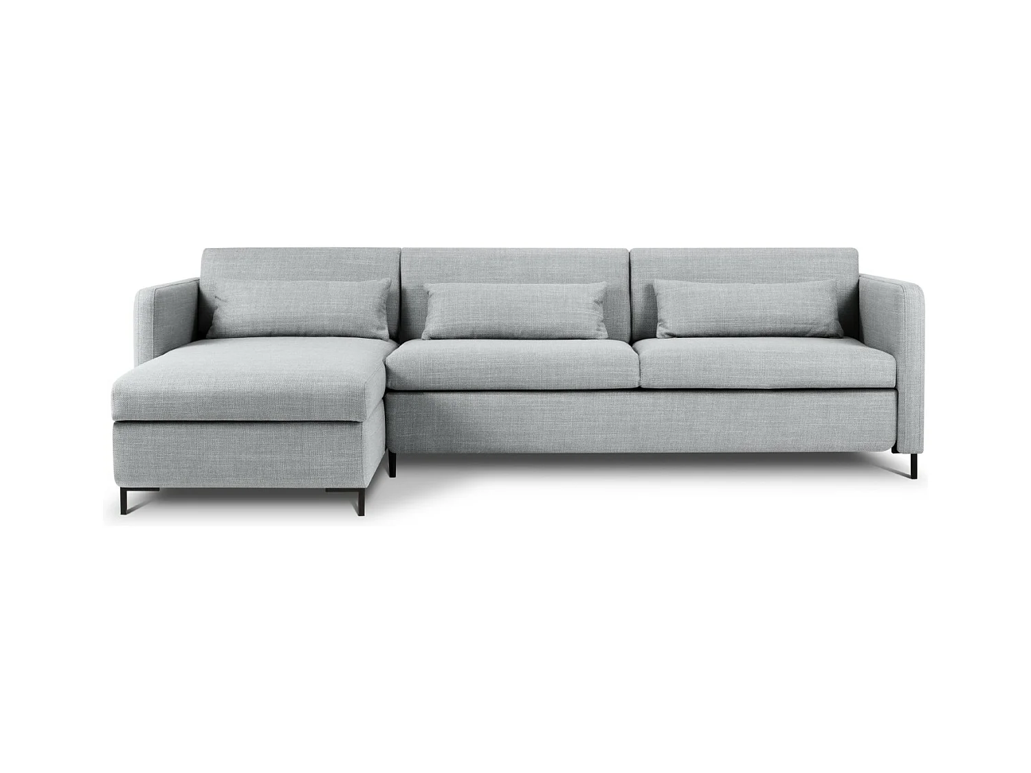 CXL by Christian Lacroix - Canapé d'angle gauche convertible avec coffre de rangement "Yanis" 5 places en tissu structurel gris clair - 280x170x80cm