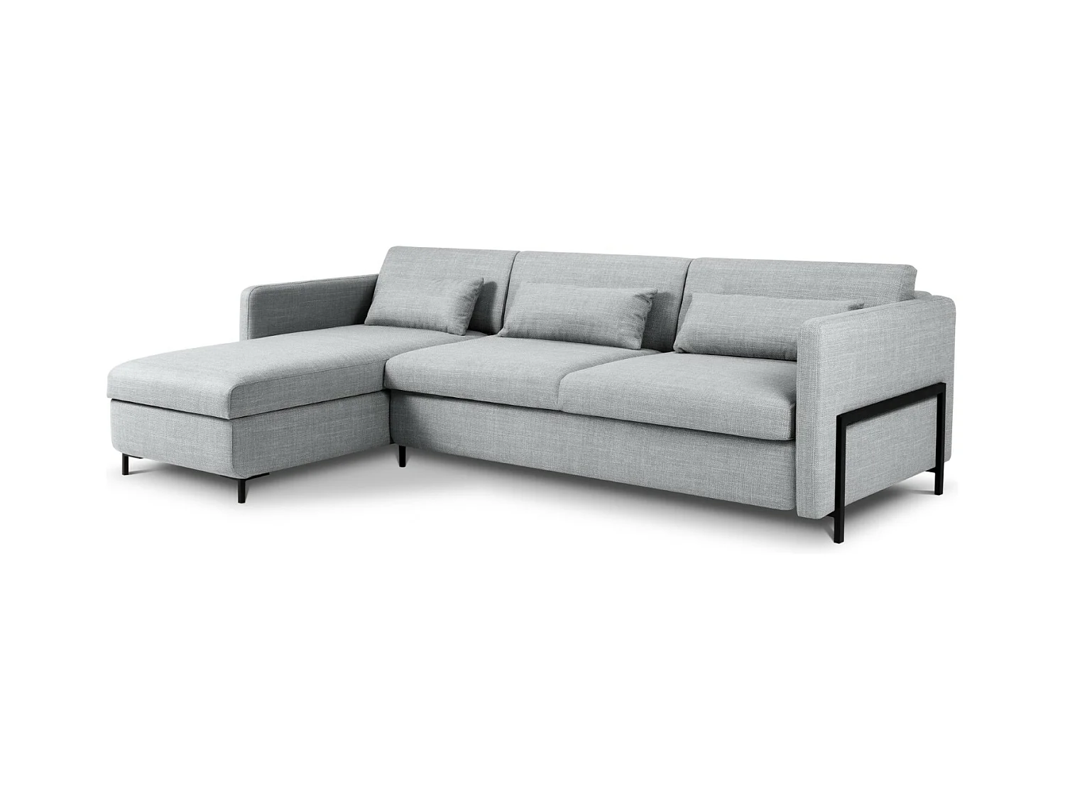 CXL by Christian Lacroix - Canapé d'angle gauche convertible avec coffre de rangement "Yanis" 5 places en tissu structurel gris clair - 280x170x80cm