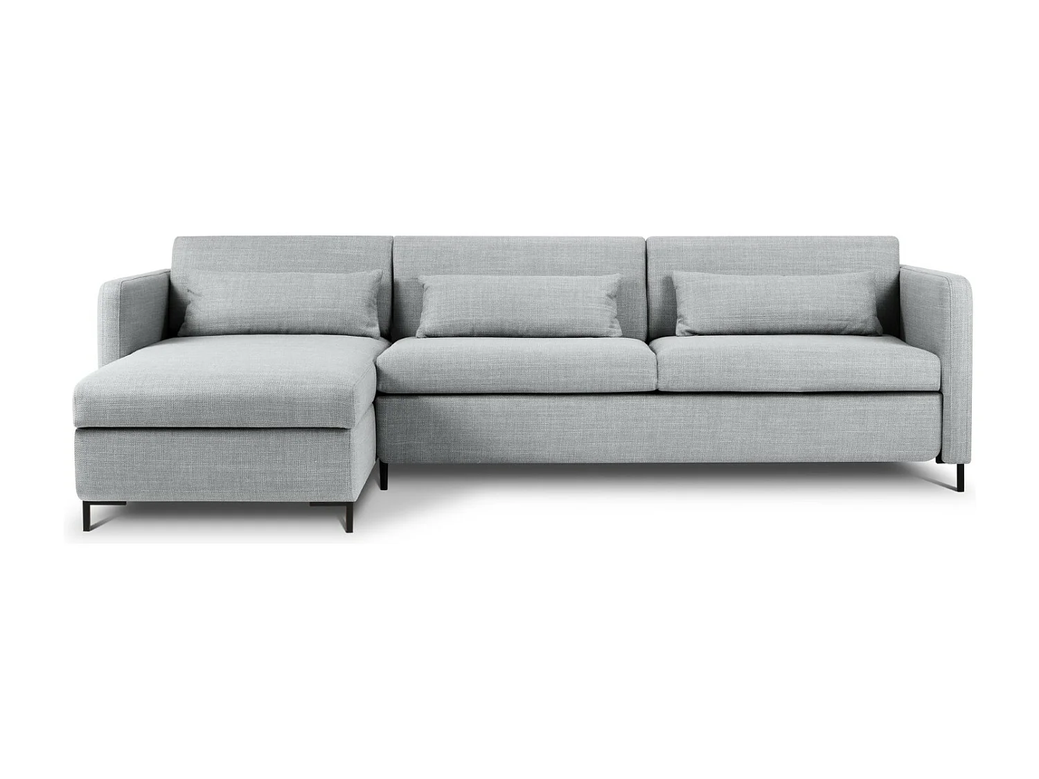 CXL by Christian Lacroix - Sofá cama esquinero izquierdo con baúl de almacenaje "Yanis" 5 plazas de tejido estructural gris claro - 280x170x80cm