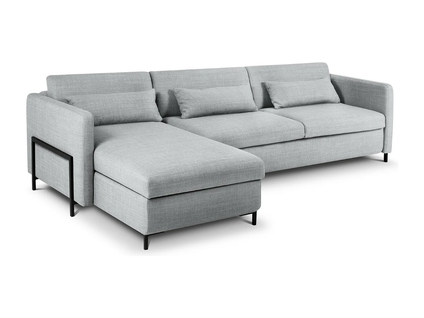 CXL by Christian Lacroix - Sofá cama esquinero izquierdo con baúl de almacenaje "Yanis" 5 plazas de tejido estructural gris claro - 280x170x80cm