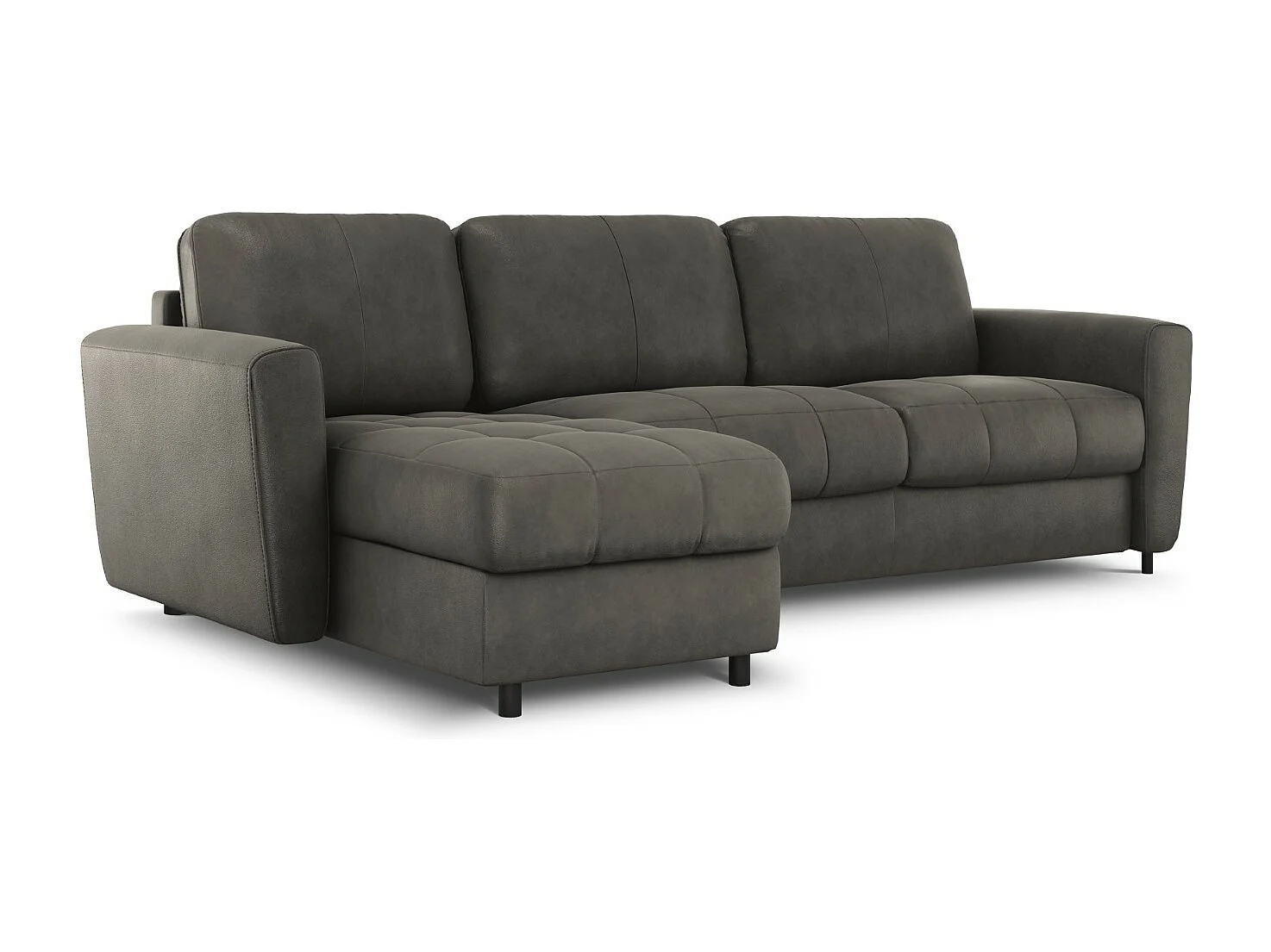 CXL by Christian Lacroix - Narożnik lewy z funkcją spania, "Audra" 4 miejsca skóra naturalna, szary ciemny - 270x170x88cm