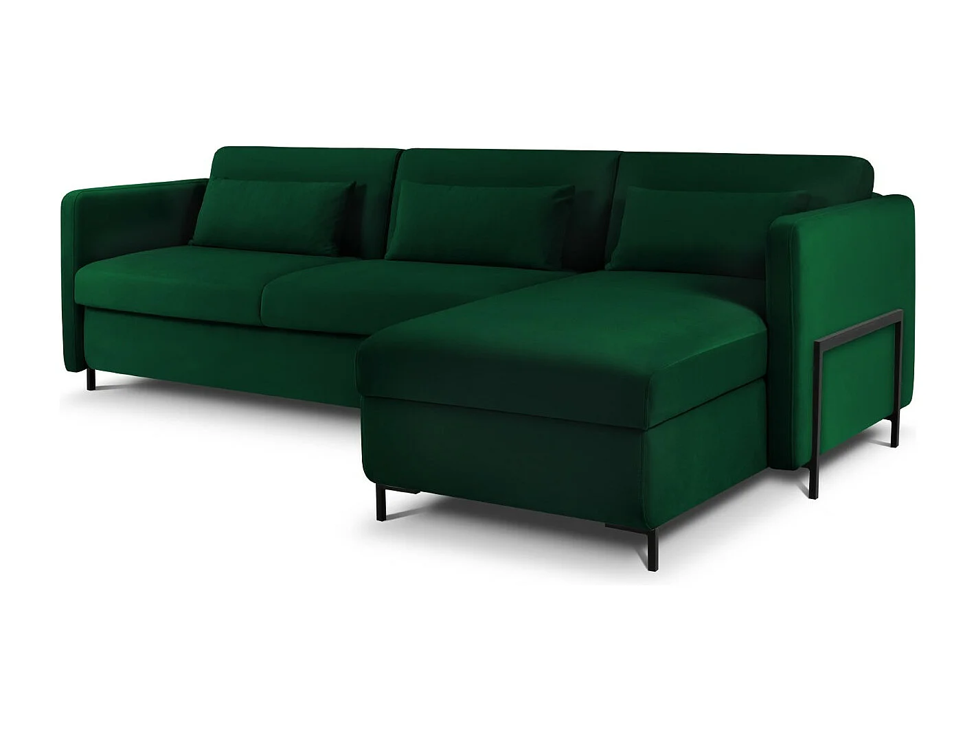 CXL by Christian Lacroix - Divano convertibile angolare destro "Yanis" 4 posti in velluto verde bottiglia - 260x170x80cm