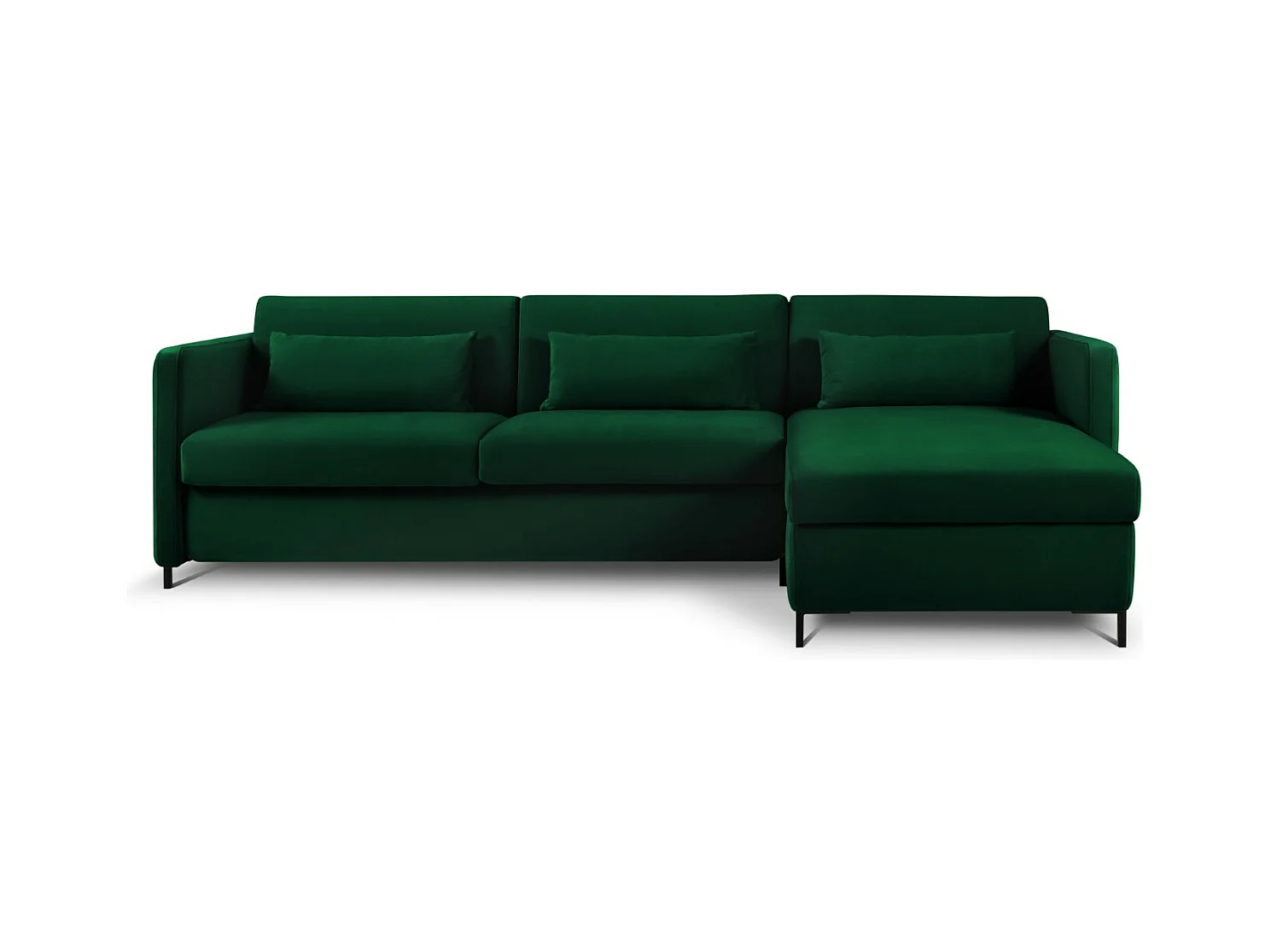 CXL by Christian Lacroix - Converteerbare hoekbank rechts "Yanis" 4 zitplaatsen, Flueel, Flessengroen - 260x170x80cm