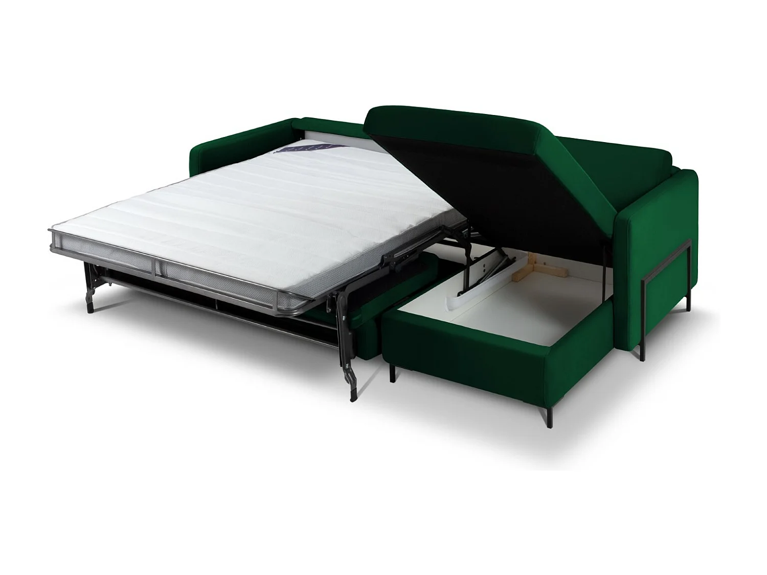 CXL by Christian Lacroix - Canapé d'angle droit convertible "Yanis" 4 places en velours vert bouteille - 260x170x80cm