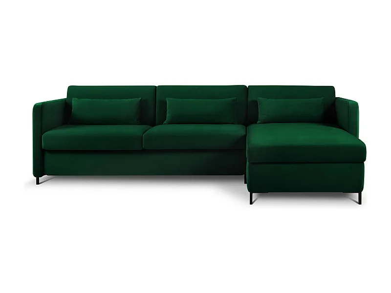 CXL by Christian Lacroix - 4-Sitzer ausklappbares Ecksofa rechts "Yanis" Sitzer aus Samt flaschengrün - 260x170x80cm