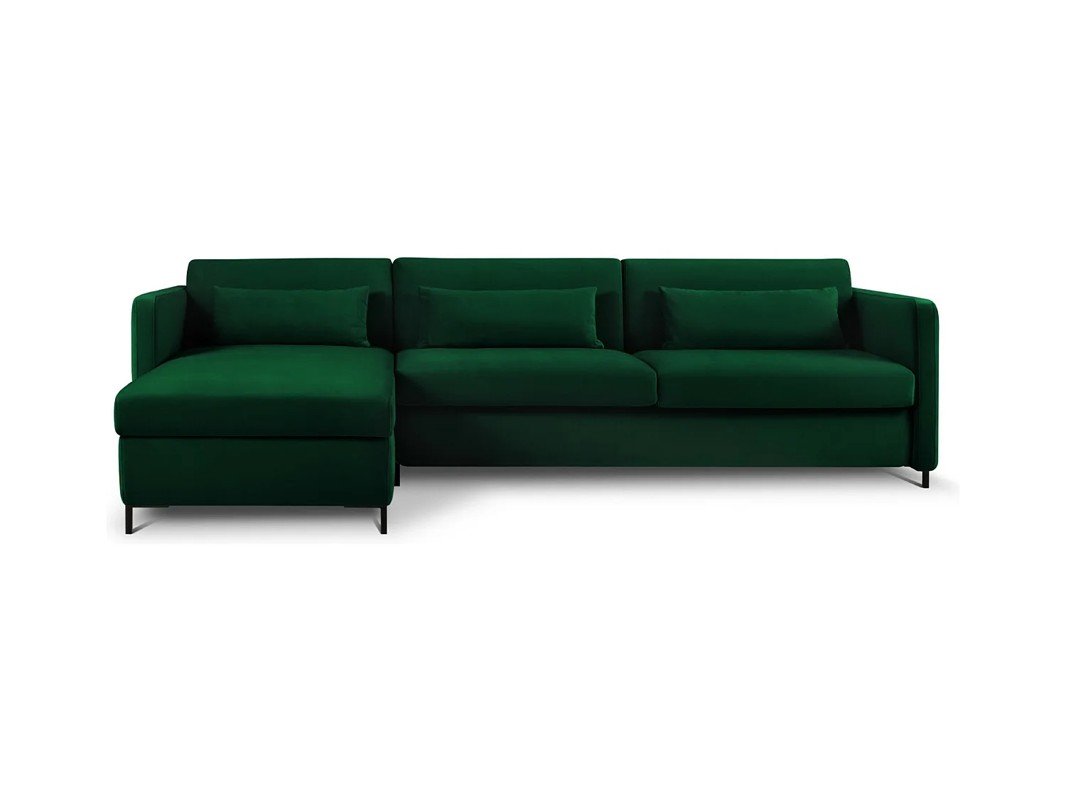 CXL by Christian Lacroix - Canapé d'angle gauche convertible "Yanis" 5 places en velours vert bouteille - 280x170x80cm