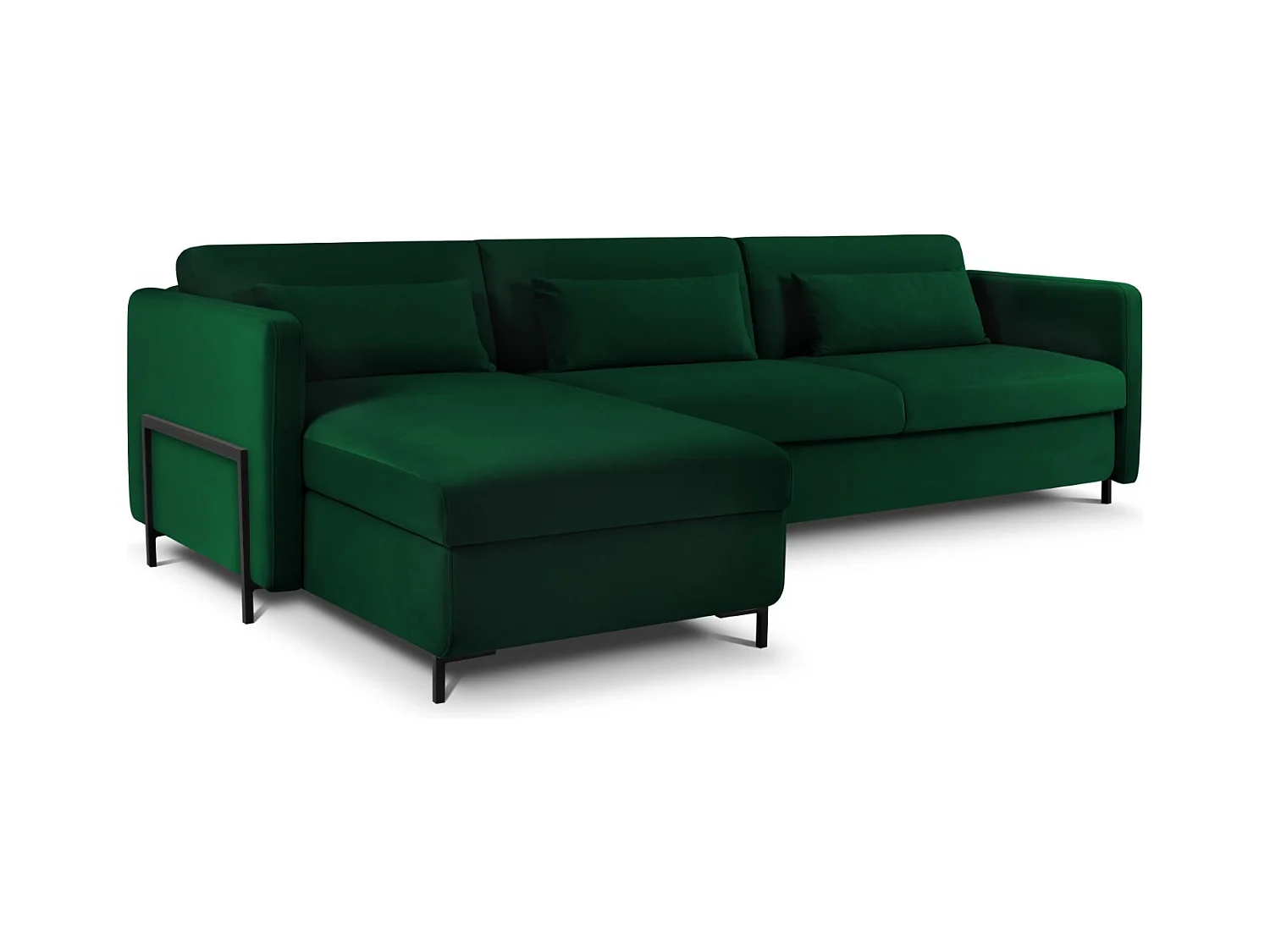 CXL by Christian Lacroix - Narożnik lewy z funkcją spania, "Yanis" 5 miejsc welur, zielony butelkowy - 280x170x80cm