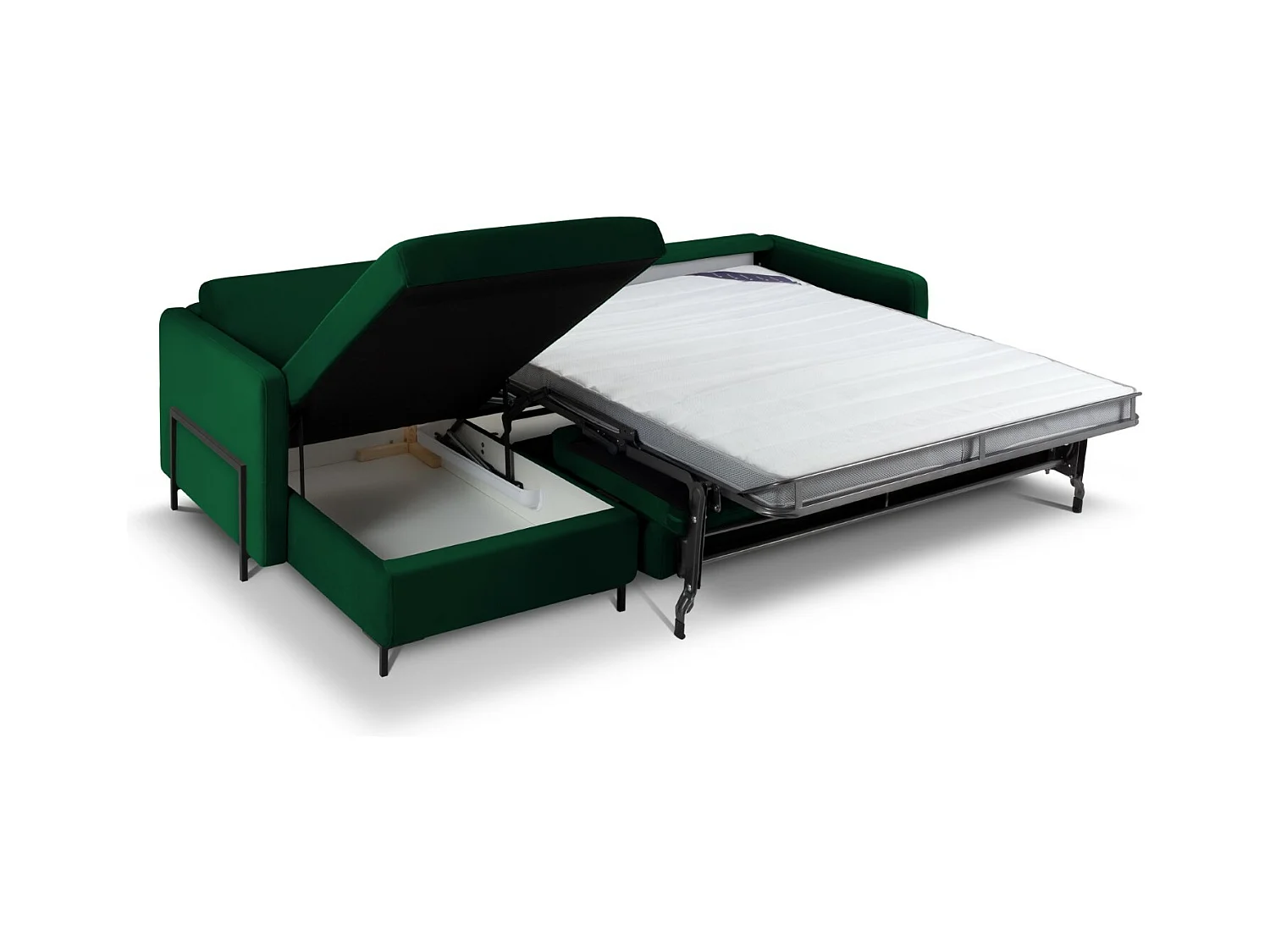 CXL by Christian Lacroix - Narożnik lewy z funkcją spania, "Yanis" 5 miejsc welur, zielony butelkowy - 280x170x80cm