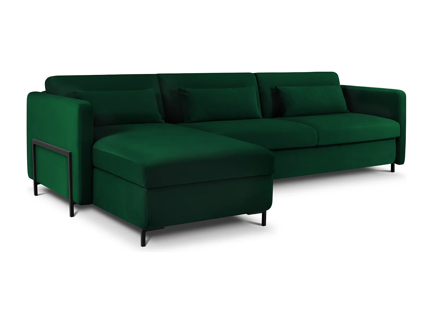 CXL by Christian Lacroix - Canapé d'angle gauche convertible "Yanis" 5 places en velours vert bouteille - 280x170x80cm