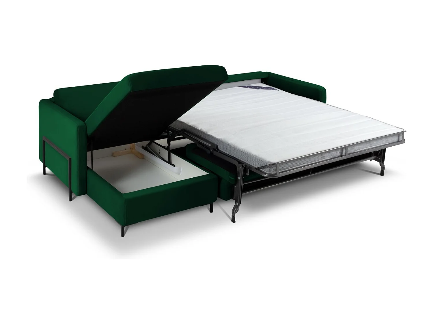 CXL by Christian Lacroix - Canapé d'angle gauche convertible "Yanis" 5 places en velours vert bouteille - 280x170x80cm