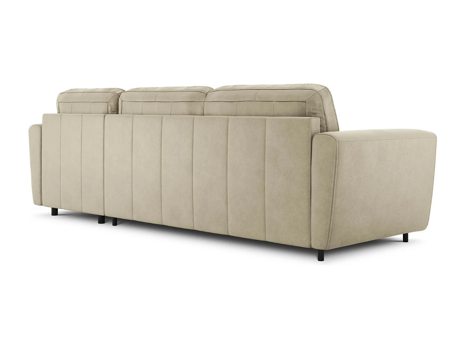 CXL by Christian Lacroix - Canapé d'angle droit convertible "Audra" 5 places en cuir véritable gris clair - 290x170x88cm