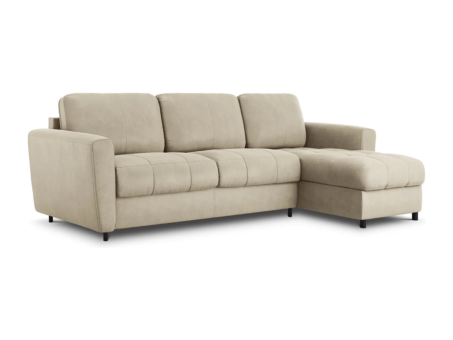 CXL by Christian Lacroix - Canapé d'angle droit convertible "Audra" 5 places en cuir véritable gris clair - 290x170x88cm