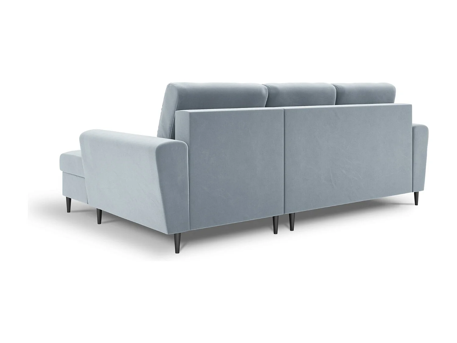 Cosmopolitan Design - Canapé d'angle droit convertible avec coffre de rangement "Kyoto" 4 places en velours bleu clair - 241x145x88cm