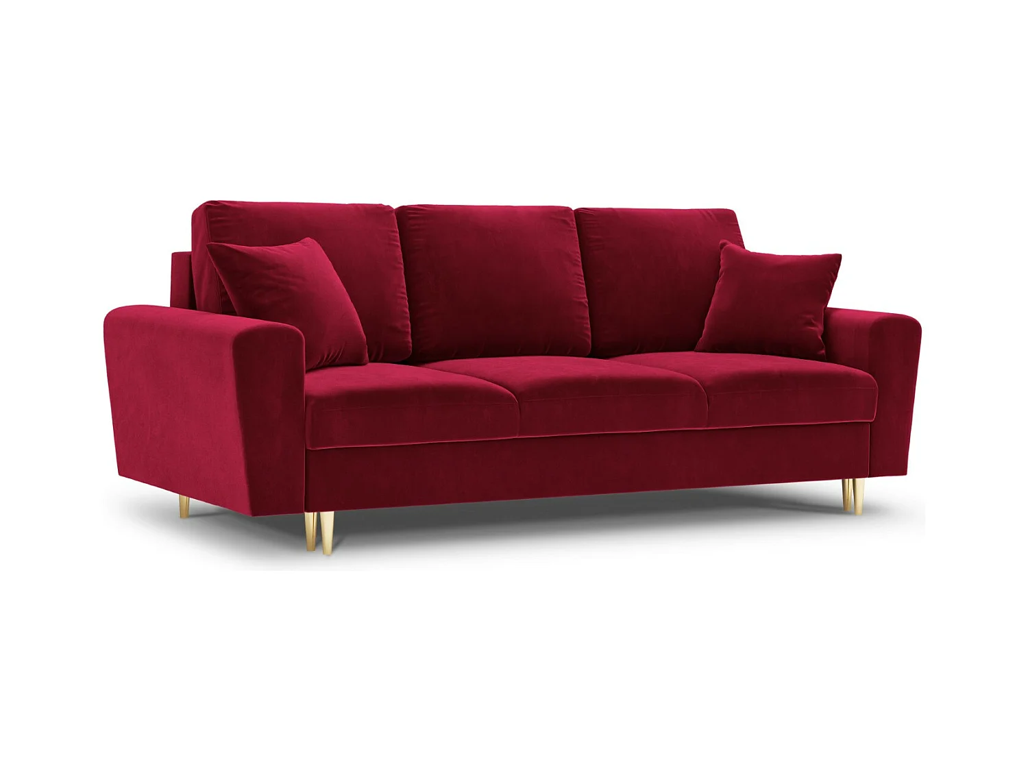 Cosmopolitan Design - Canapé convertible avec coffre de rangement "Kyoto" 3 places en velours rouge - 235x100x88cm
