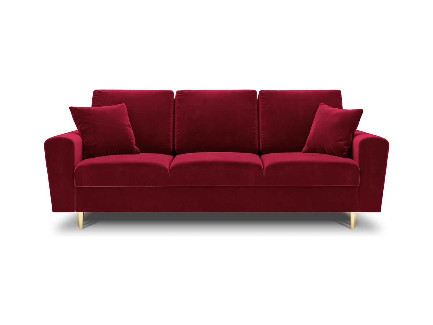 Cosmopolitan Design - Sofá cama con baúl de almacenaje "Kyoto" 3 plazas de terciopelo rojo - 235x100x88cm