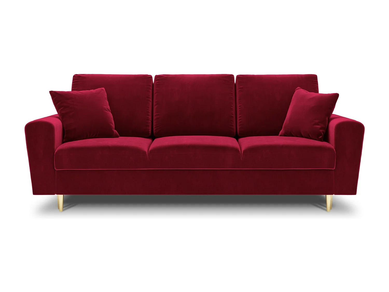 Cosmopolitan Design - Slaapbank met opbergdoos "Kyoto" 3 zitplaatsen, Flueel, Rood - 235x100x88cm