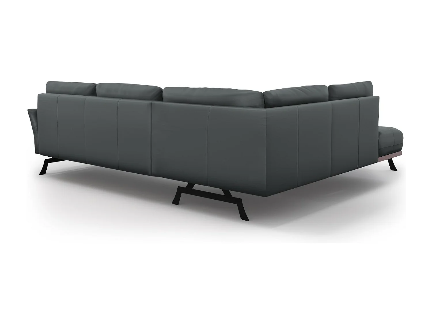 CXL by Christian Lacroix - Narożnik lewy z funkcją spania, "Olivier" 5 miejsc skóra naturalna, niebieski szary - 262x204x87cm