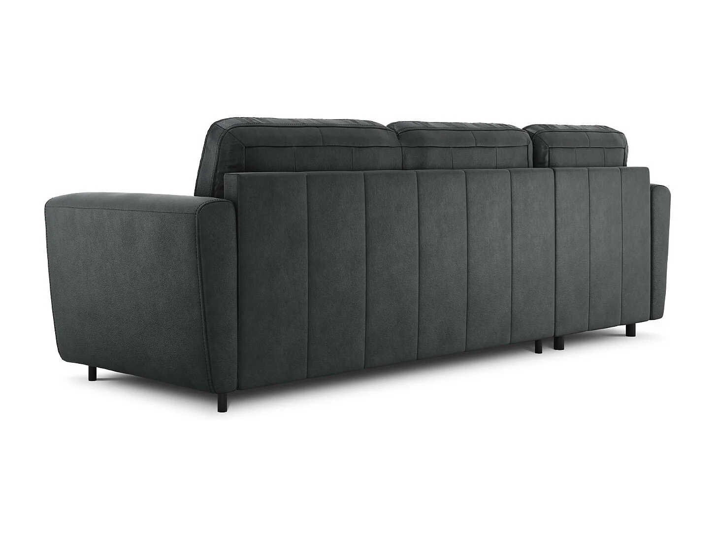 CXL by Christian Lacroix - Canapé d'angle gauche convertible "Audra" 4 places en cuir véritable bleu gris - 270x170x88cm