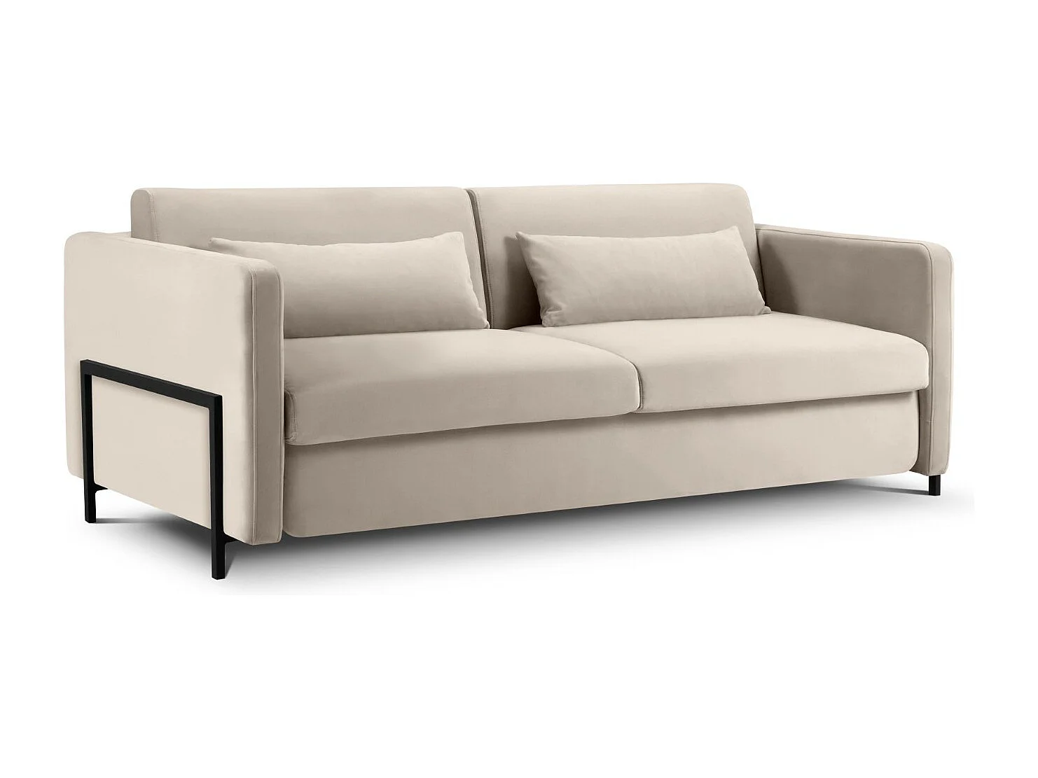 CXL by Christian Lacroix - Canapé convertible "Yanis" 3 places en velours beige - 202x102x80cm