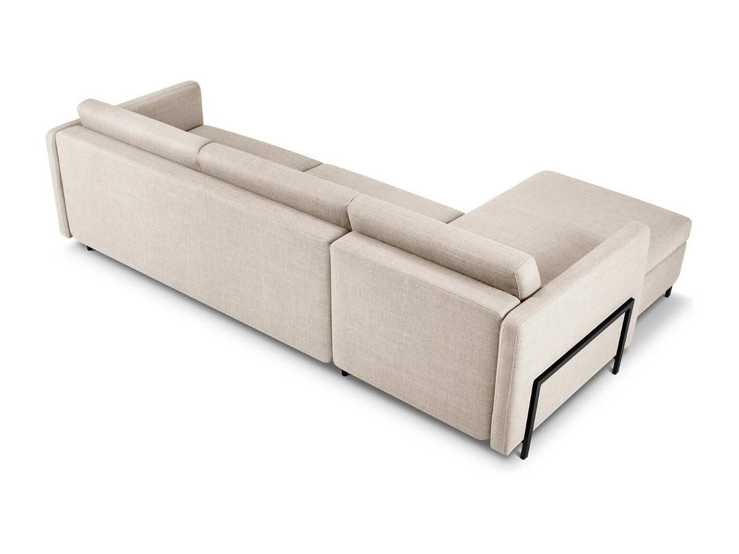 CXL by Christian Lacroix - Sofá cama esquinero izquierdo con baúl de almacenaje "Yanis" 5 plazas de tejido estructural beige - 280x170x80cm