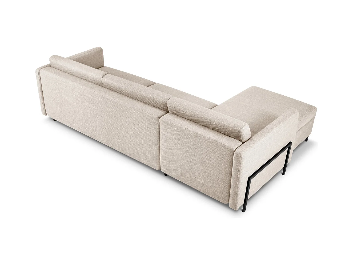 CXL by Christian Lacroix - Canapé d'angle gauche convertible avec coffre de rangement "Yanis" 5 places en tissu structurel beige - 280x170x80cm