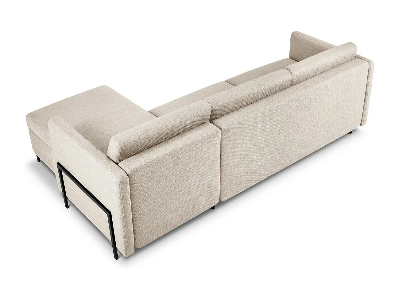 CXL by Christian Lacroix - Sofá cama esquinero derecho con baúl de almacenaje "Yanis" 4 plazas de tejido estructural beige - 260x170x80cm