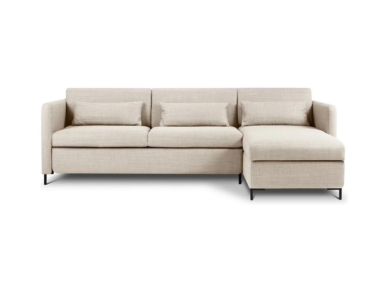 CXL by Christian Lacroix - Converteerbare hoekbank rechts met opbergdoos "Yanis" 4 zitplaatsen, Structurele stof, Beige - 260x170x80cm