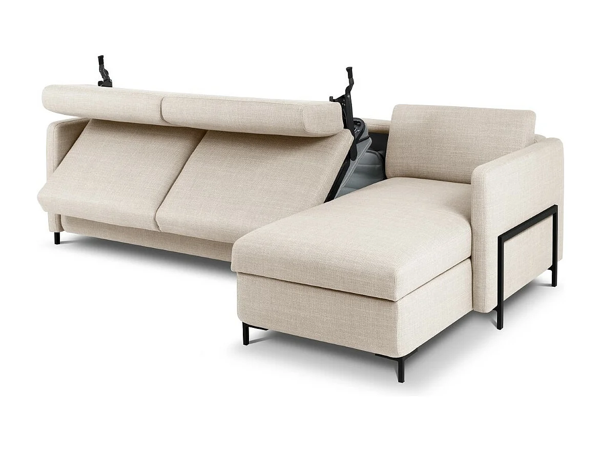 CXL by Christian Lacroix - Sofá cama esquinero derecho con baúl de almacenaje "Yanis" 4 plazas de tejido estructural beige - 260x170x80cm