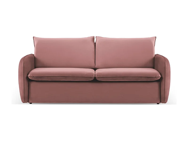Cosmopolitan Design - Canapé convertible "Vienna" 3 places en velours rose - 214x102x92cm