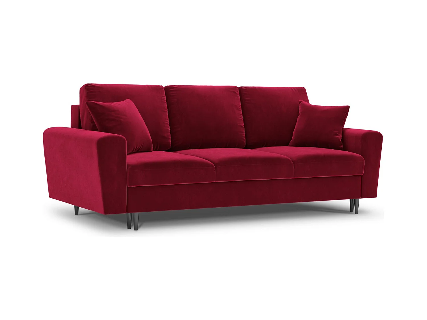 Cosmopolitan Design - Canapé convertible avec coffre de rangement "Kyoto" 3 places en velours rouge - 235x100x88cm