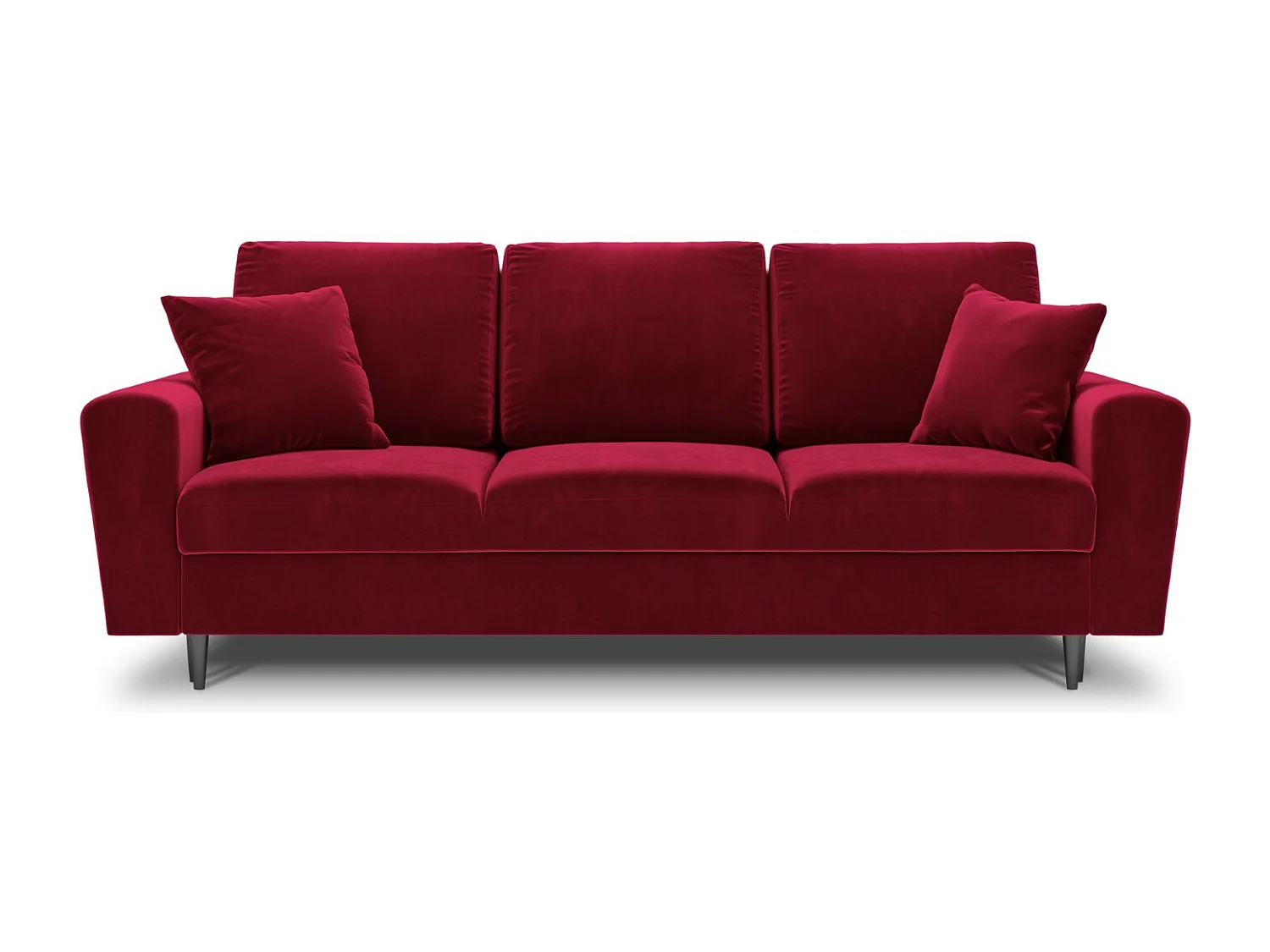 Cosmopolitan Design - Canapé convertible avec coffre de rangement "Kyoto" 3 places en velours rouge - 235x100x88cm