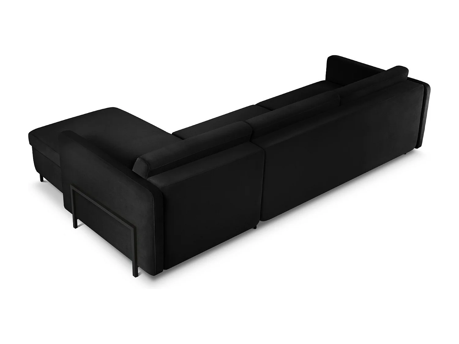 CXL by Christian Lacroix - Canapé d'angle droit convertible "Yanis" 5 places en velours noir - 280x170x80cm