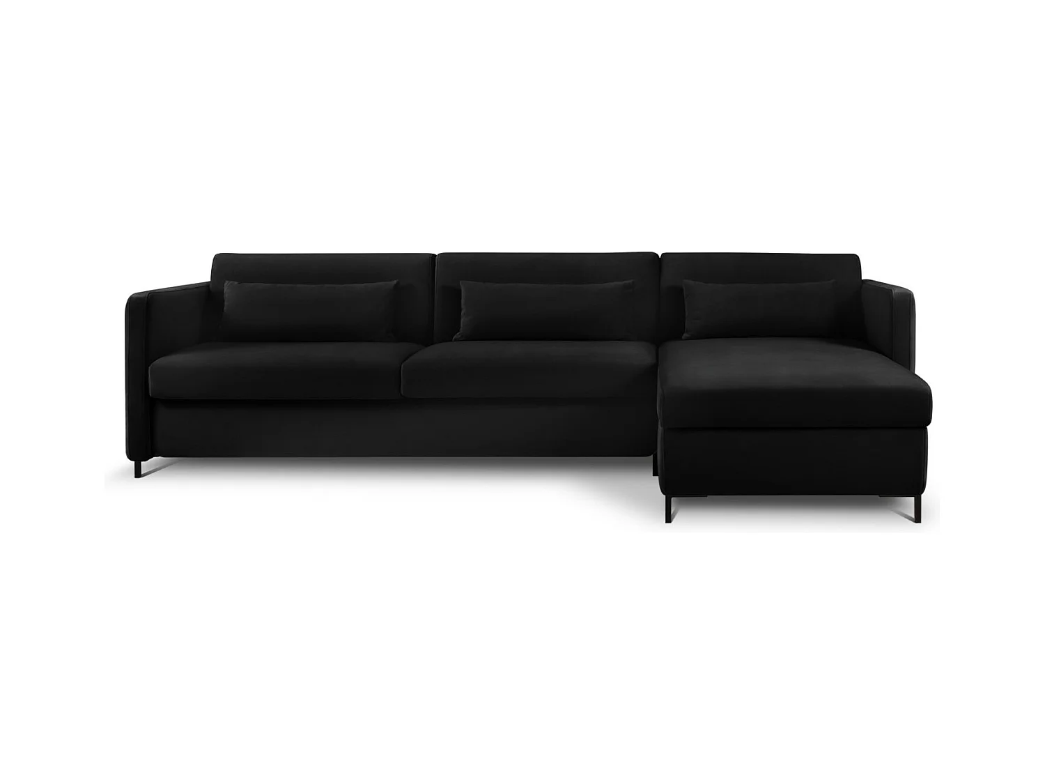 CXL by Christian Lacroix - Canapé d'angle droit convertible "Yanis" 5 places en velours noir - 280x170x80cm
