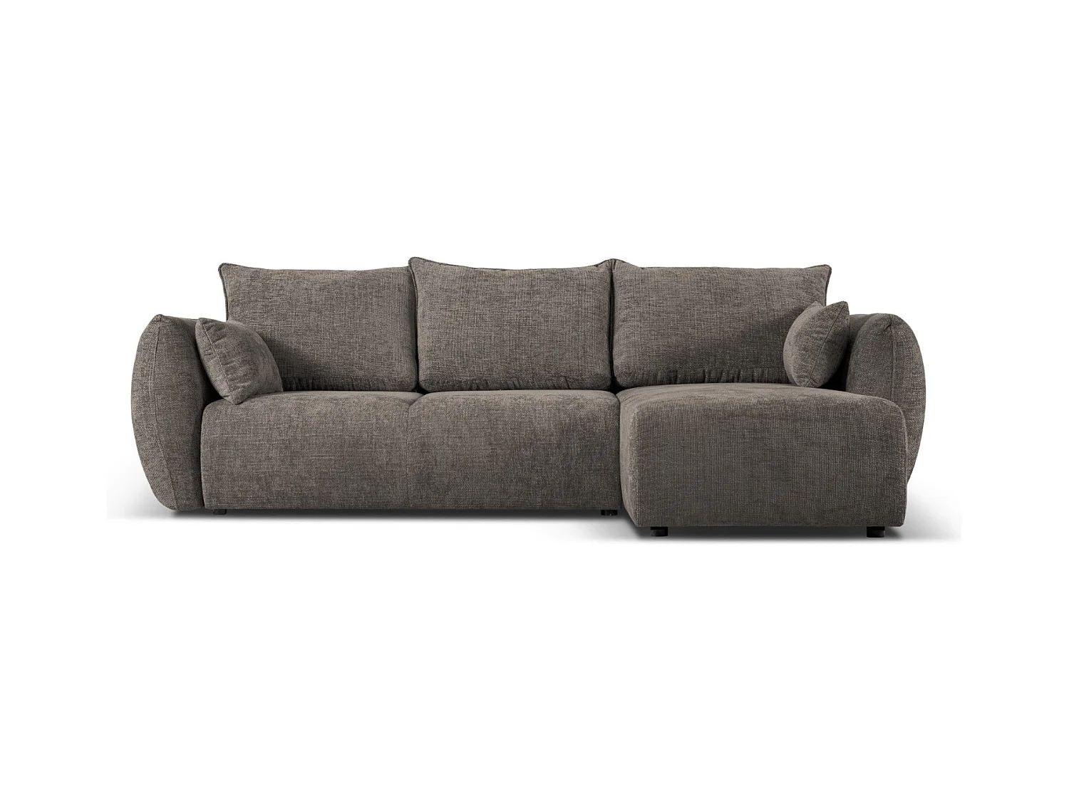 Cosmopolitan Design - Canapé d'angle droit convertible avec coffre de rangement "Matera" 4 places en chenille gris - 253x173x86cm