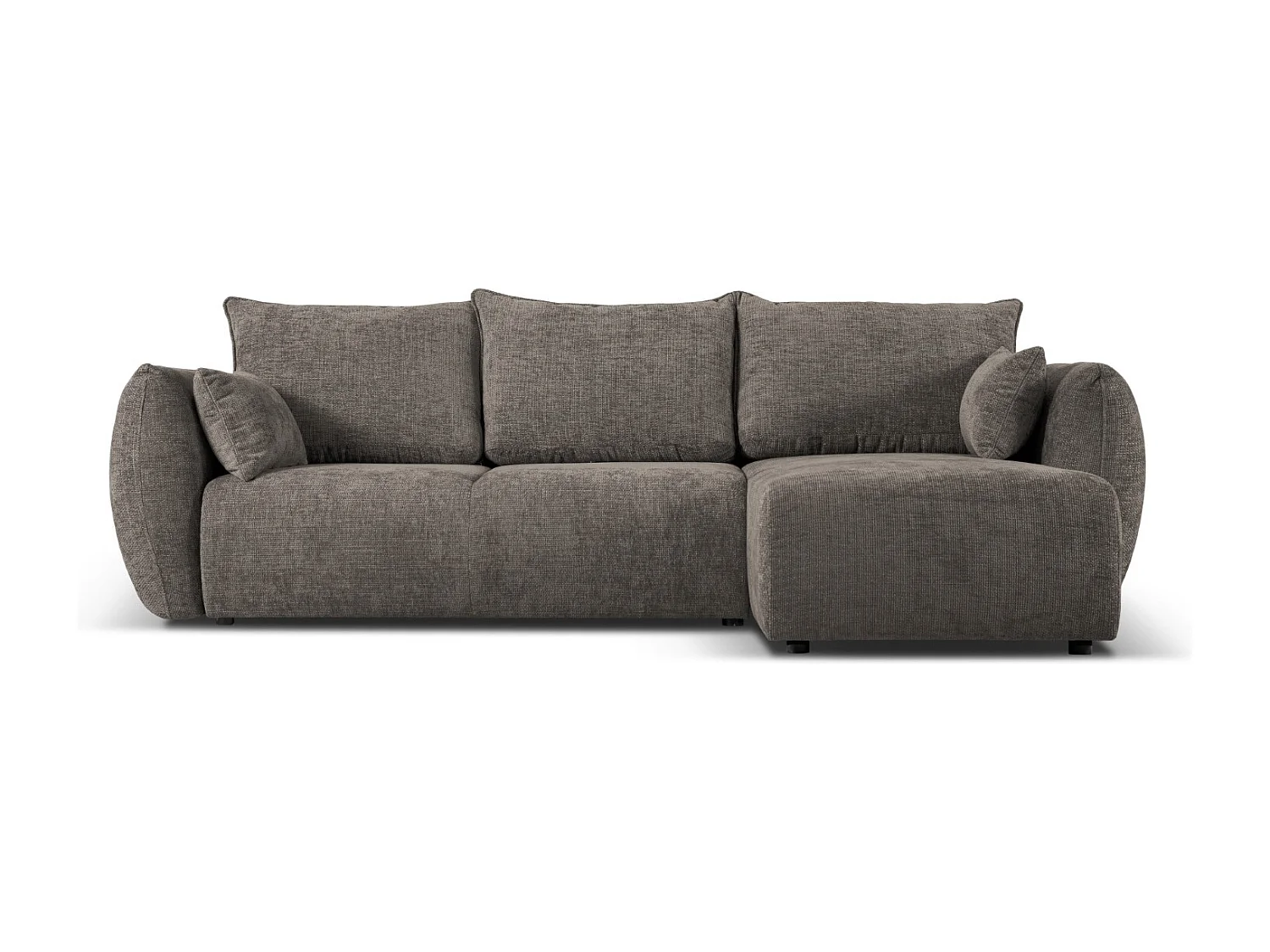 Cosmopolitan Design - Canapé d'angle droit convertible avec coffre de rangement "Matera" 4 places en chenille gris - 253x173x86cm