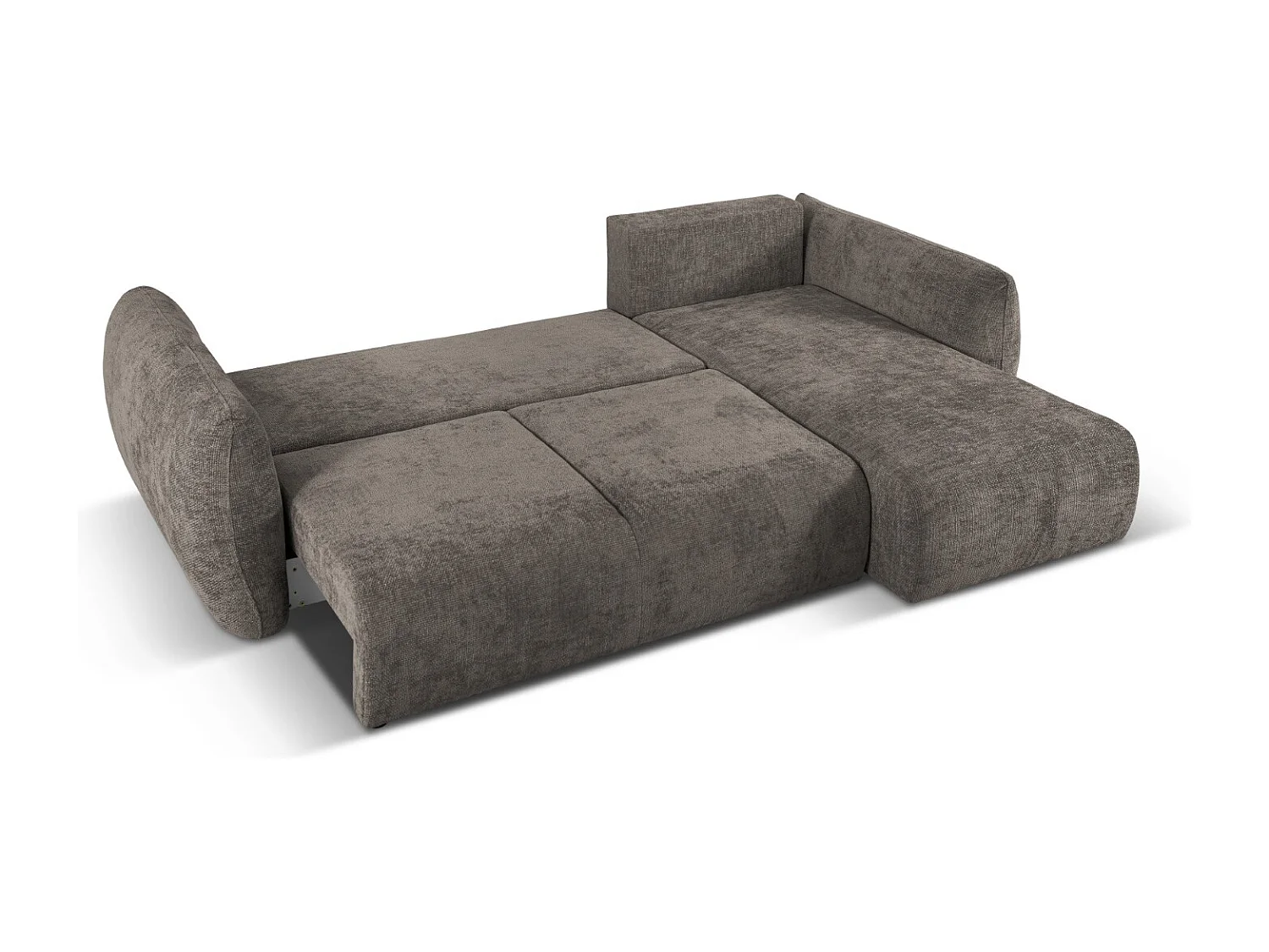 Cosmopolitan Design - Canapé d'angle droit convertible avec coffre de rangement "Matera" 4 places en chenille gris - 253x173x86cm