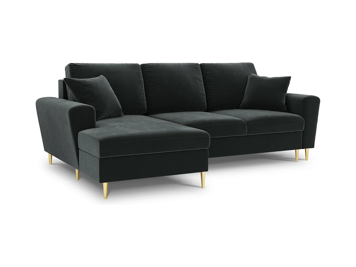 Cosmopolitan Design - Canapé d'angle gauche convertible avec coffre de rangement "Kyoto" 4 places en velours gris foncé - 241x145x88cm