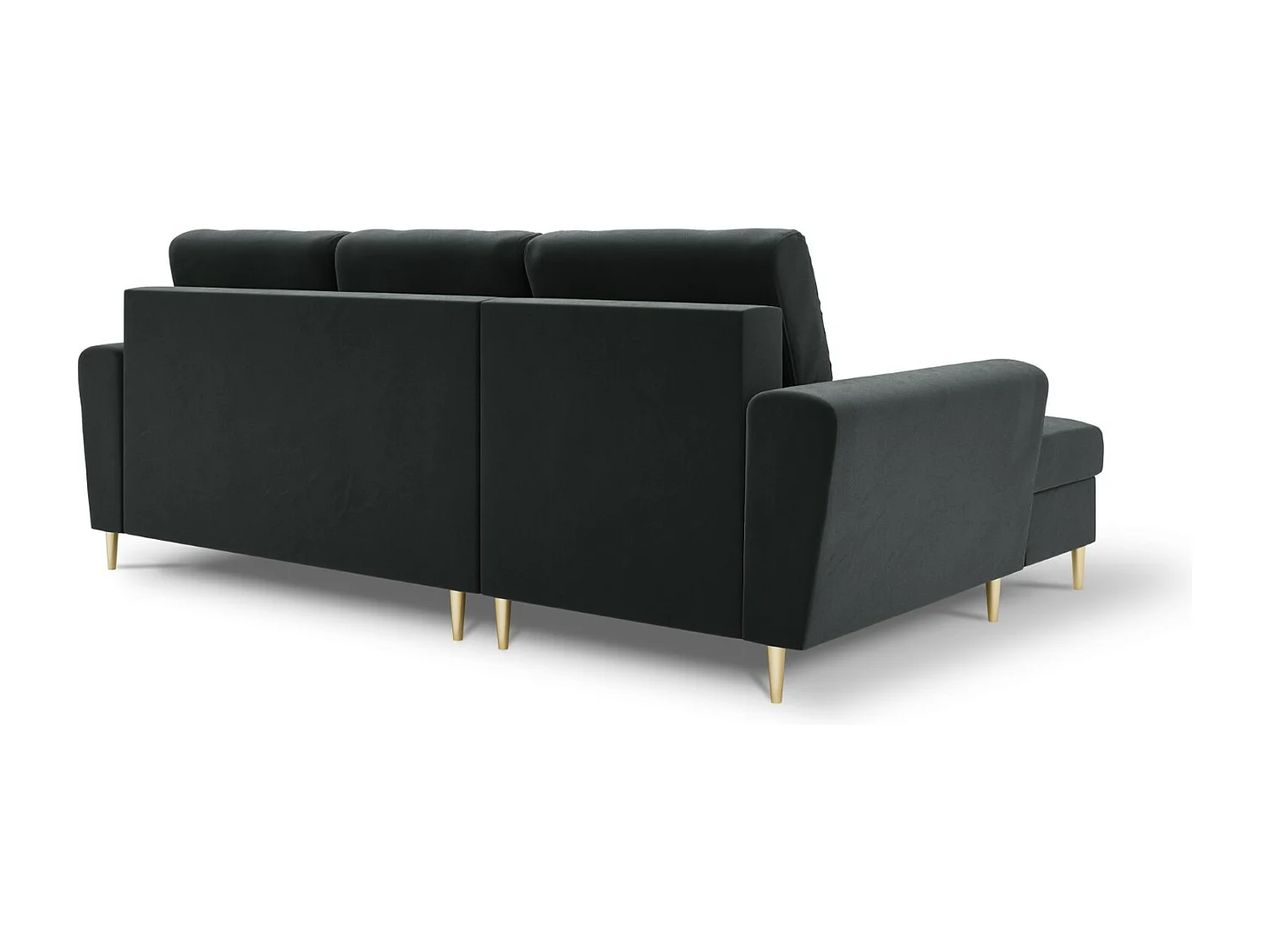 Cosmopolitan Design - Canapé d'angle gauche convertible avec coffre de rangement "Kyoto" 4 places en velours gris foncé - 241x145x88cm