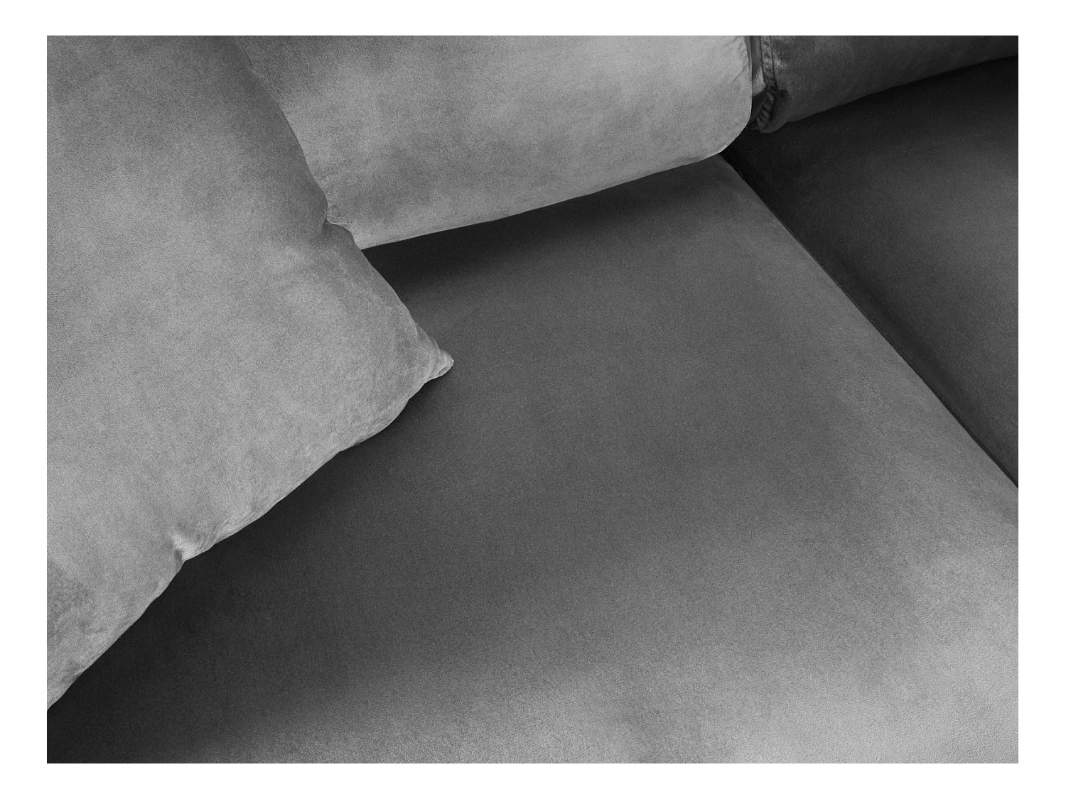 Cosmopolitan Design - 5-Sitzer ausklappbares Ecksofa rechts mit Container "Kyoto" aus Samt hellgrau - 243x194x88cm