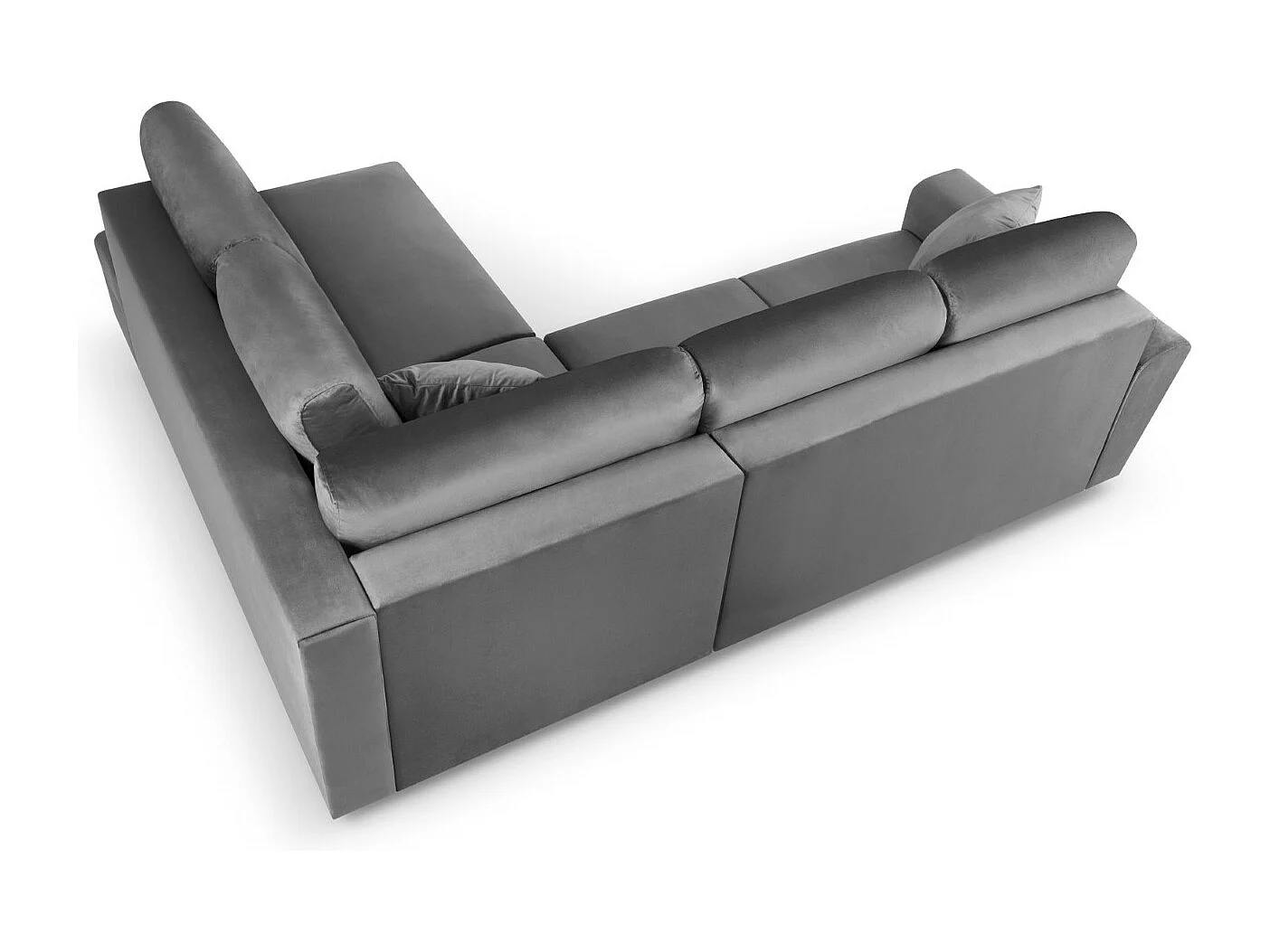 Cosmopolitan Design - Canapé d'angle droit convertible avec coffre de rangement "Kyoto" 5 places en velours gris clair - 243x194x88cm