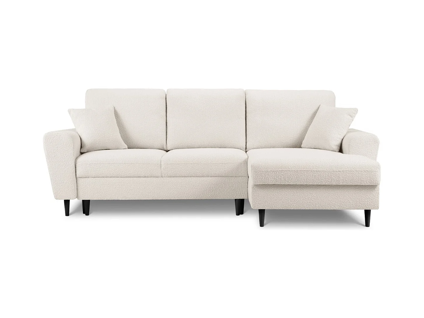 Cosmopolitan Design - Converteerbare hoekbank rechts met opbergdoos "Kyoto" 4 zitplaatsen, Boucle, Beige - 241x145x88cm